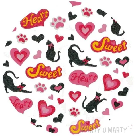 naklejki serduszka i kotki mix titanum 31 szt