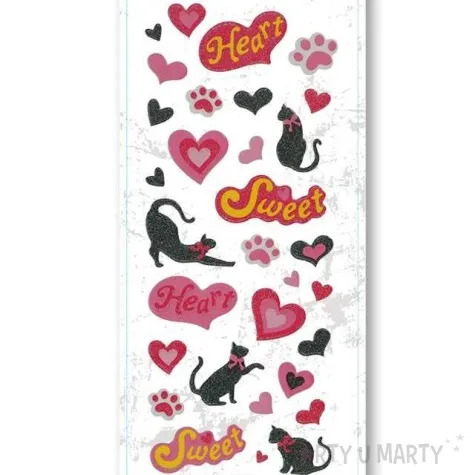 naklejki serduszka i kotki mix titanum 31 szt