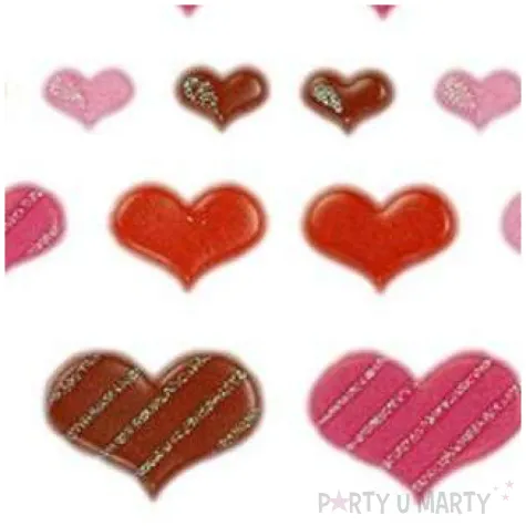 naklejki serduszka z brokatem mix titanum 55 szt