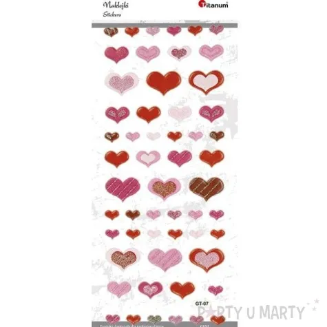 naklejki serduszka z brokatem mix titanum 55 szt