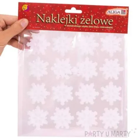 naklejki sniezynki zelowe biale aliga 19x19 cm