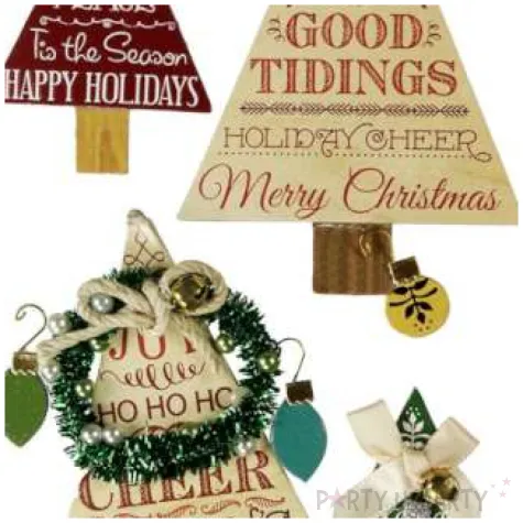 naklejki swiateczne choinki z napisami 3d mix titanum 4 szt