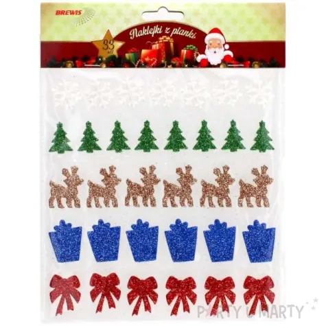 naklejki swiateczne elementy piankowe z brokatem brewis 33 szt