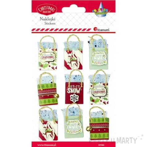 naklejki swiateczne torebki prezentowe 3d titanum 25 x 50 mm 9 szt