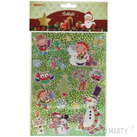 naklejki swiatecznie i zielono foliowe holo brewis 17 szt