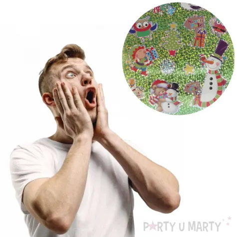 naklejki swiatecznie i zielono foliowe holo brewis 17 szt