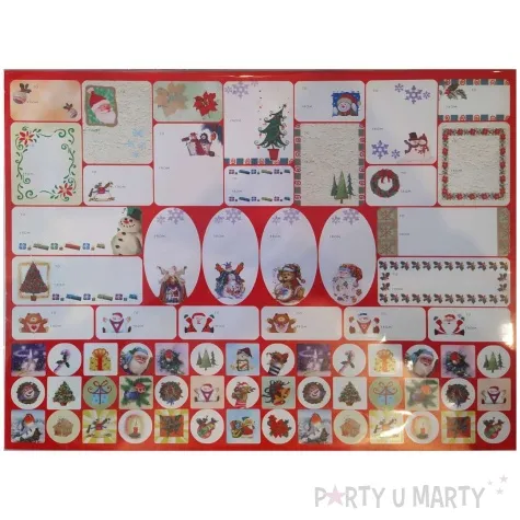 naklejki swiateczny mix etykiet na prezenty brewis 140 szt