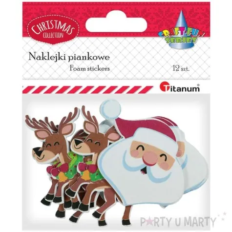 naklejki swiety mikolaj i renifery piankowe titanum 12 szt