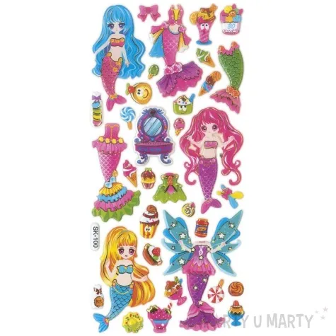 naklejki syrenki i dodatki mix titanum 34 szt