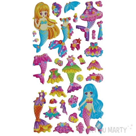 naklejki syrenki i stroje mix titanum 34 szt