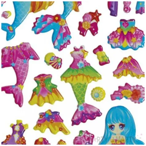 naklejki syrenki i stroje mix titanum 34 szt