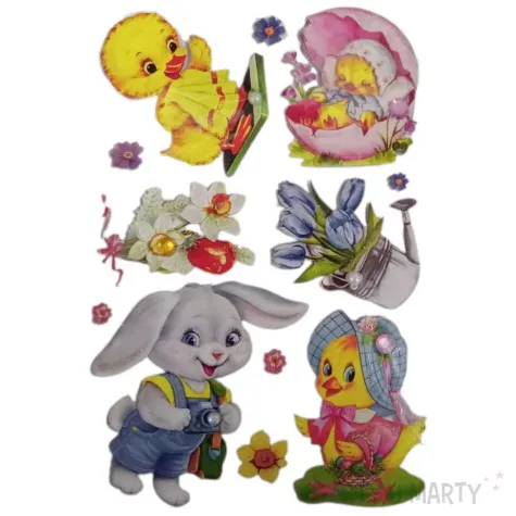 naklejki trojwymiarowe wielkanocne kwiaty i zajace brewis