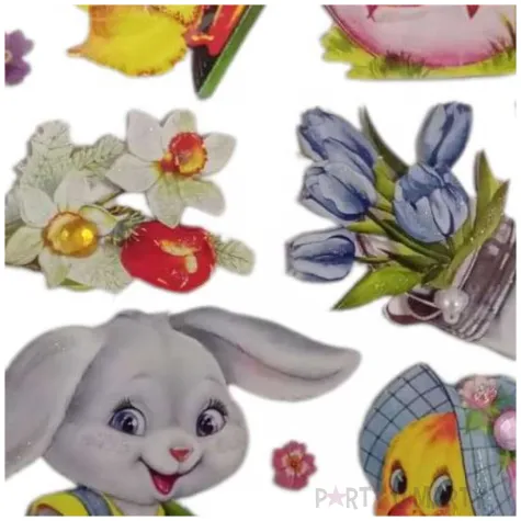 naklejki trojwymiarowe wielkanocne kwiaty i zajace brewis