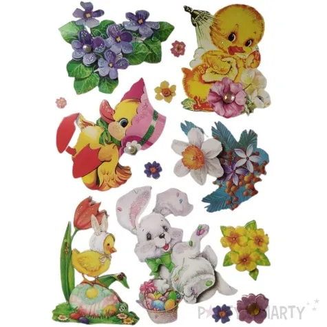 naklejki trojwymiarowe wielkanocne zajaczki i kurczaczki brewis