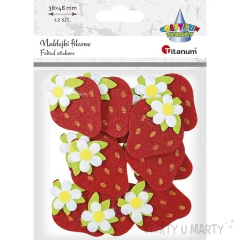 naklejki truskawki z kwiatkiem titanum 12 szt