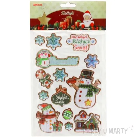 naklejki wesolych swiat mix foliowe brewis 14 szt