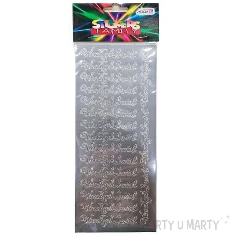 naklejki wesolych swiat zyczenia srebrne aliga 10x23 cm 18 szt