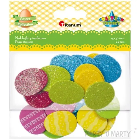 naklejki wielkanoc brokatowe pisanki titanum 24 szt