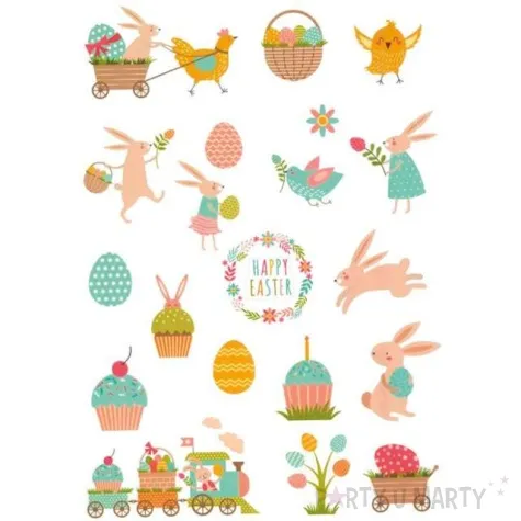 naklejki wielkanoc happy easter kroliczki pisanki titanum 20 szt