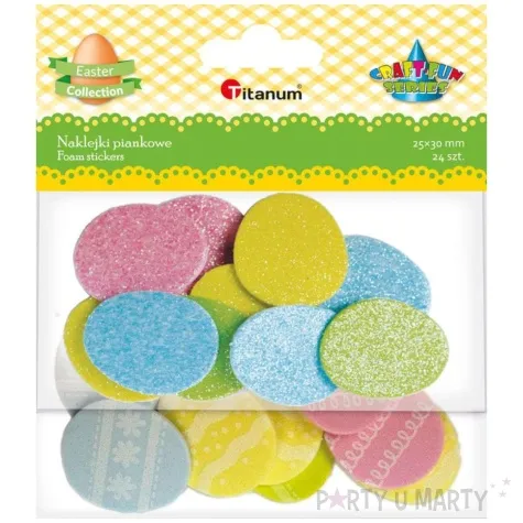 naklejki wielkanoc pisanki brokatowe titanum 24 szt
