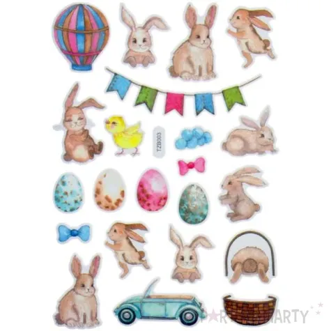 naklejki wielkanoc pisanki i zajaczki titanum 22 szt