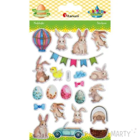 naklejki wielkanoc pisanki i zajaczki titanum 22 szt
