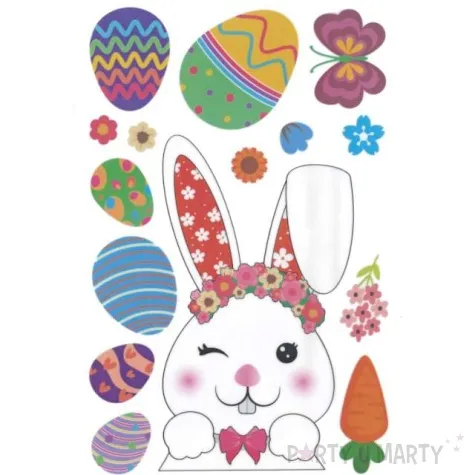 naklejki wielkanoc zajaczek w wianuszku elektrostatyczne titanum 15 szt