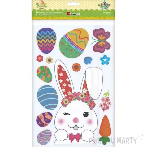 naklejki wielkanoc zajaczek w wianuszku elektrostatyczne titanum 15 szt
