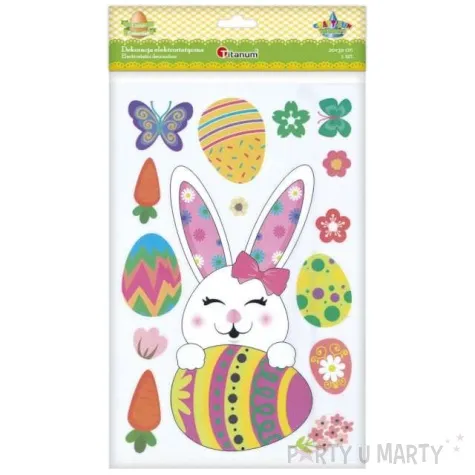 naklejki wielkanoc zajaczek z pisanka elektrostatyczne titanum 15 szt