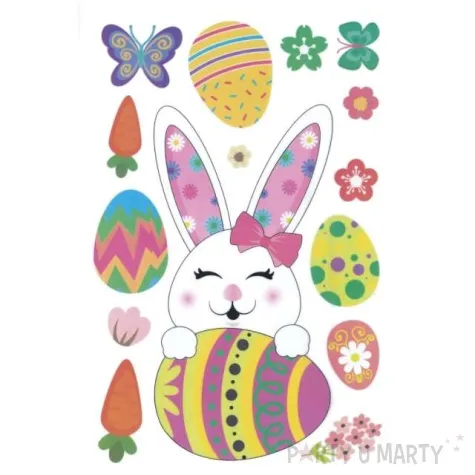 naklejki wielkanoc zajaczek z pisanka elektrostatyczne titanum 15 szt