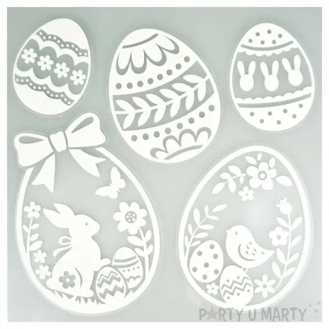 naklejki wielkanocne pisanki bialy aliga 5 szt