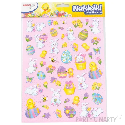 naklejki wielkanocne pisanki i kurczaczki rozowy brewis 49 szt