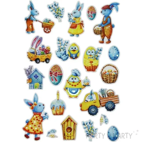 naklejki wielkanocne zajaczki i kurczaki mix titanum 21 szt