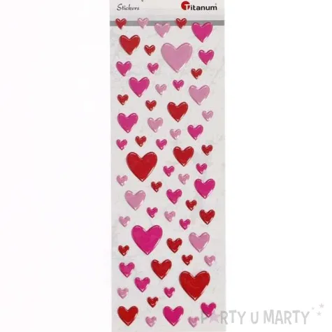 naklejki wypukle serduszka mix titanum 60 szt