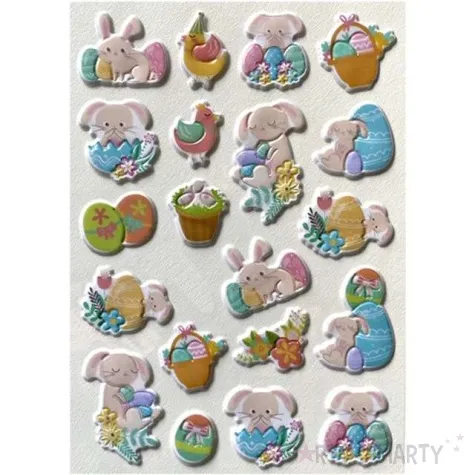 naklejki wypukle wielkanocne kroliczki na blistrze titanum 20 szt