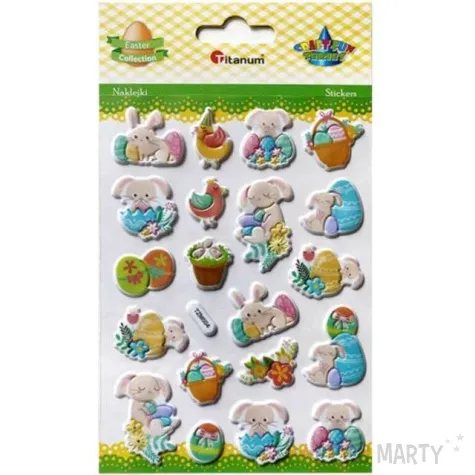 naklejki wypukle wielkanocne kroliczki na blistrze titanum 20 szt