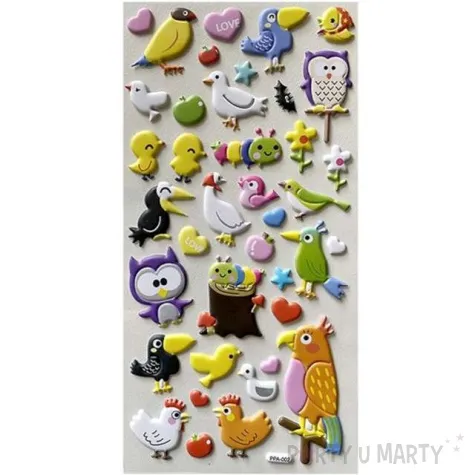 naklejki wypukle wiosenne ptaszki titanum 39 szt