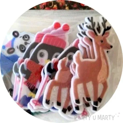 naklejki zimowe zwierzatka filcowe brewis 12 szt