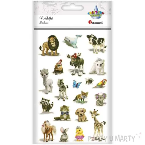 naklejki zwierzaki w czapeczkach mix titanum 19 szt