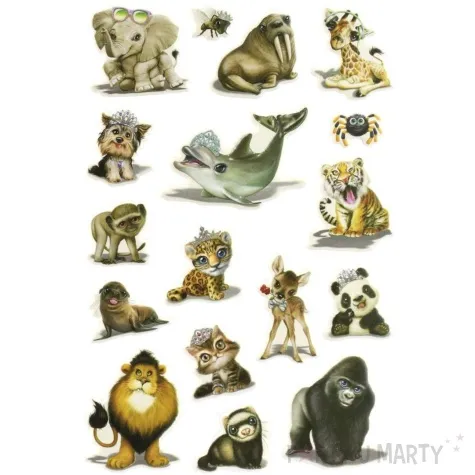 naklejki zwierzaki w koronach mix titanum 17 szt