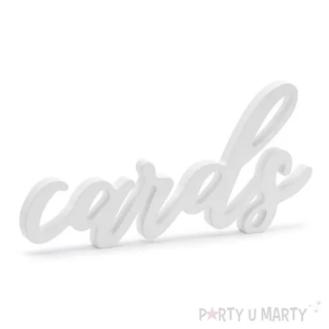 napis cards bialy partydeco 1szt