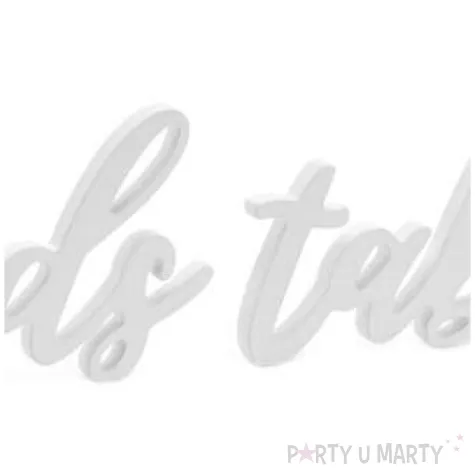 napis drewniany kids table bialy partydeco 1szt