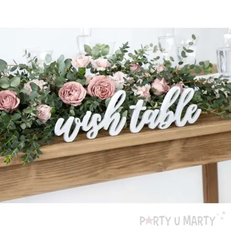 napis wish table bialy partydeco 1 szt