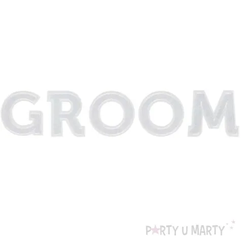 naprasowanka groom bialy partydeco 30x6cm