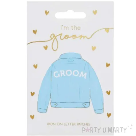 naprasowanka groom bialy partydeco 30x6cm