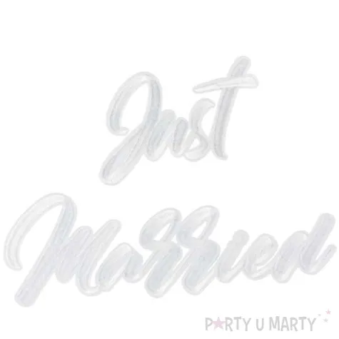 naprasowanka just married bialy partydeco 30x18cm