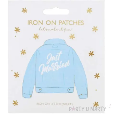 naprasowanka just married bialy partydeco 30x18cm
