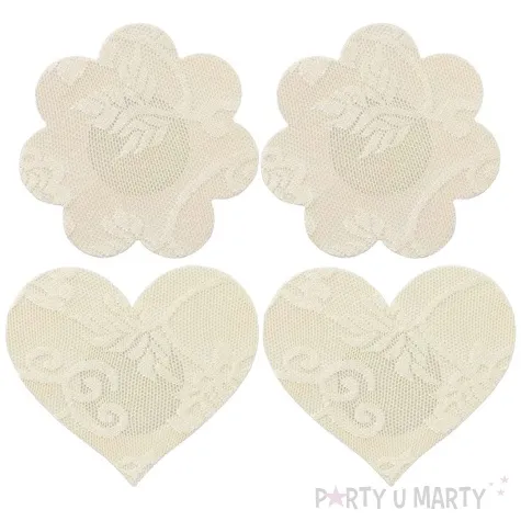 nasutniki serca i kwiatki koronkowe ecru kemis 2 pary