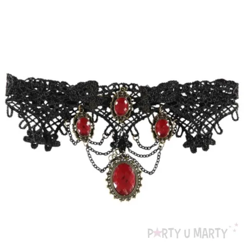 naszyjnik choker z rubinami gotycki czarny guirca