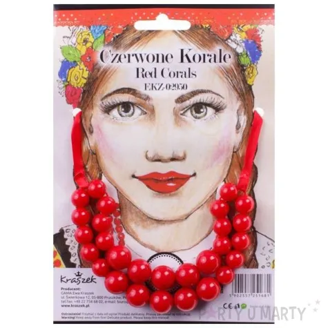 naszyjnik czerwone korale kraszek
